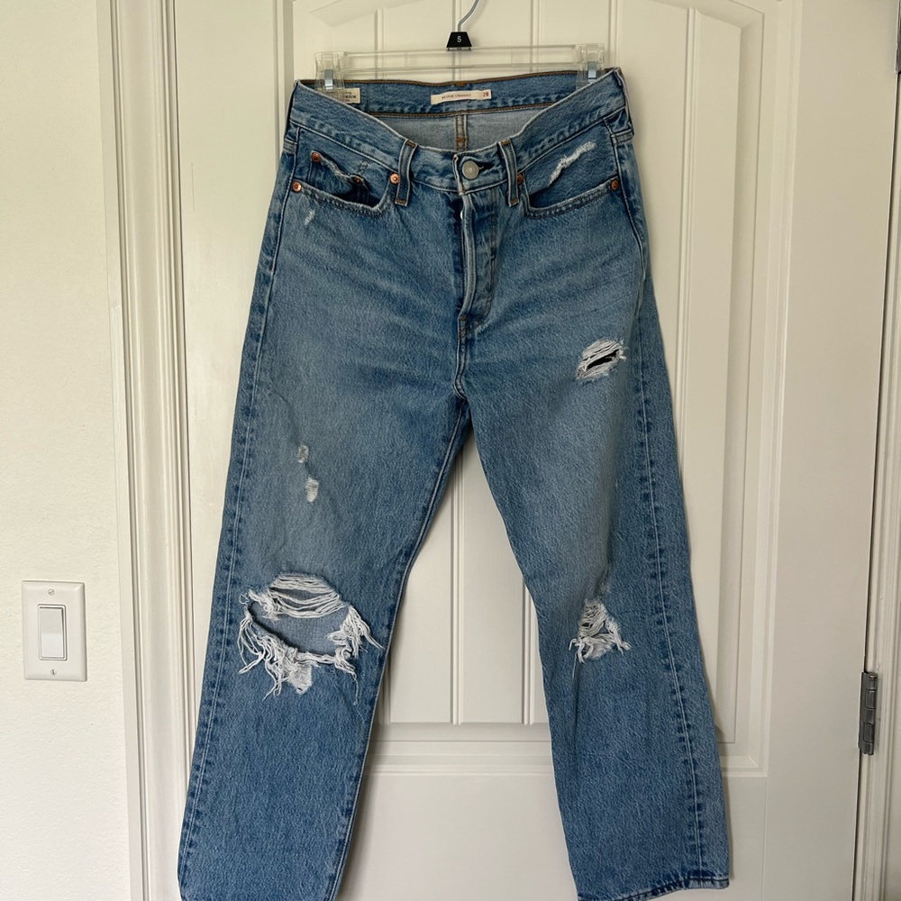 Levi's Wedgie Straight High Rise Distressed Jeans